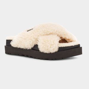 NWT UGG Fuzz Sugar Cross Slide Sandal Size 8
